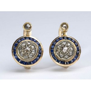 Diamonds silver and gold patch earrings
