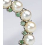 Gold, pearls and emeralds brooch