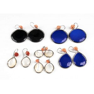6 pairs of sterling silver earrings with hard stones