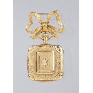 PERRET & FILS: pocket watch with gold brooch - Geneva ca. 1900