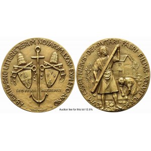 VATICAN CITY. Paolo VI (1963-1978). Triptych of medals 75° Anniversary Enciclica Rerum Novarum