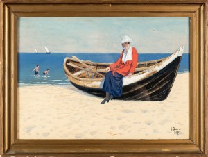 Soter Jaxa-Małachowski (1867 - 1952), Dama siedząca na łódce, 1923