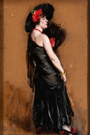 Fryderyk Pautsch (1877 - 1950), Kobieta w czarnym kapeluszu, 1930