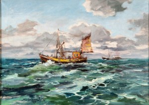 Eugeniusz Dzierżencki (1905 - 1990), Statki na morzu, 1975