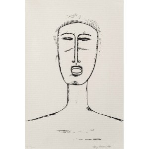 Jerzy Nowosielski (1923 - 2011), Mužský portrét en face, 1990