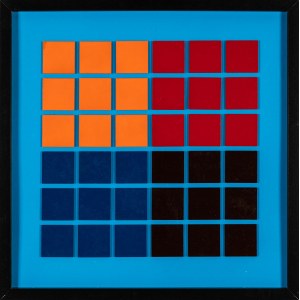 Gerard Jürgen Blum-Kwiatkowski (1930 - 2015), Kompozycja z kwadratów na niebieskim tle