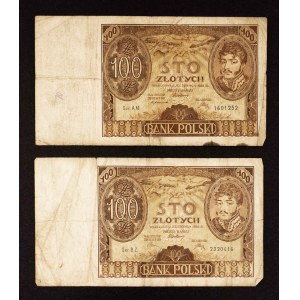 Polska, II Rzeczpospolita, zestaw 2 banknotów: 2 x 100 złotych, dwie daty emisji.
