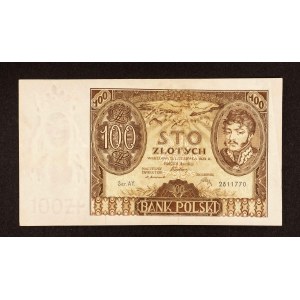 Polska, II Rzeczpospolita, 100 ZŁOTYCH, 2.06.1932, seria AY, pionowe kreski w znaku wodnym.