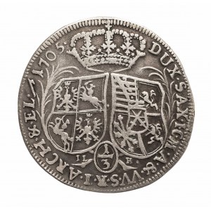 Polska, August II Mocny, 1/3 talara 1705 ILH, Drezno - bardzo rzadkie