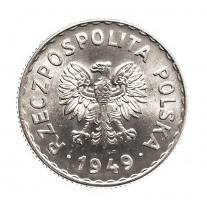 Polska, PRL, 1 złoty 1949, aluminium, Warszawa