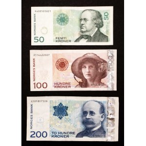 Norwegen, Satz von 3 Banknoten.