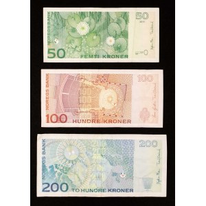 Norwegen, Satz von 3 Banknoten.