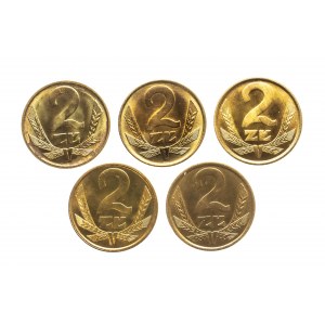 Polska, PRL, zestaw 2 złote 1975, 1977, 1979, 1982, 1983