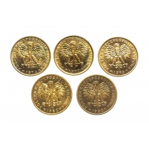 Polska, PRL, zestaw 2 złote 1975, 1977, 1979, 1982, 1983