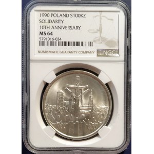 Polska, Rzeczpospolita od 1989 r., 100000 złotych 1990, Solidarność, typ B