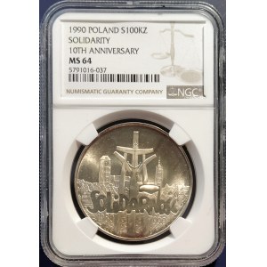 Polska, Rzeczpospolita od 1989 r., 100000 złotych 1990, Solidarność, typ A