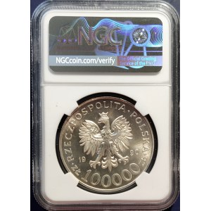 Polska, Rzeczpospolita od 1989 r., 100000 złotych 1990, Solidarność, typ A