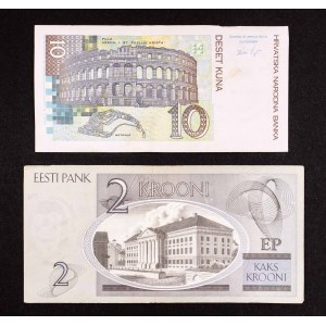 Estonia, Chorwacja, zestaw 2 banknotów.