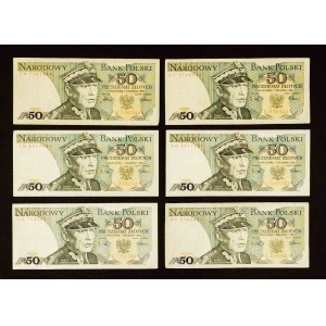 Polska, PRL, Mały PRL, zestaw 6 banknotów z obiegu, 300 złotych.
