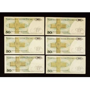 Polska, PRL, Mały PRL, zestaw 6 banknotów z obiegu, 300 złotych.