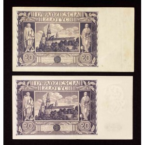 Poland, Second Republic, set of 2 20 ZŁOTY banknotes, 11.11.1936.