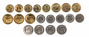 Poland, Republic of Poland since 1989, set of 20 coins from 1 to 20 pennies, various vintages, Warsaw and 1 penny 2013 London.