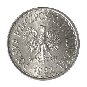 Poland, People's Republic of Poland, 1 zloty 1982, Warsaw - thin date