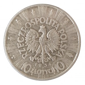 Poland, Second Republic, 10 zloty 1934, Pilsudski, Warsaw