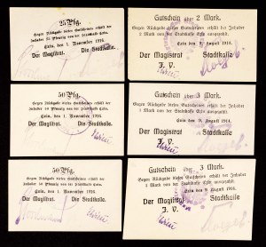 Kcynia (Exin), sada náhradních poukázek z let 1914 a 1916.