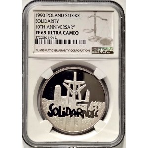 Poland, Republic of Poland since 1989, 100,000 zloty 1990, Solidarity, type D - sample
