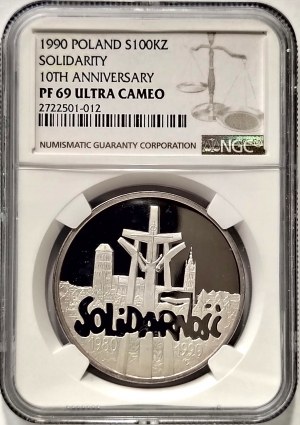 Polska, Rzeczpospolita od 1989 r., 100000 złotych 1990, Solidarność, typ D - próba