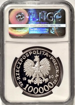 Polska, Rzeczpospolita od 1989 r., 100000 złotych 1990, Solidarność, typ D - próba