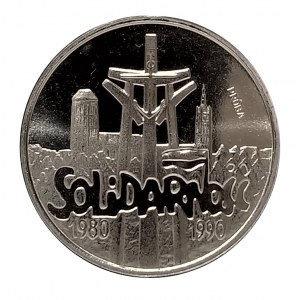 Polska, Rzeczpospolita od 1989 r., 100000 złotych 1990, Solidarność - próba niklowa