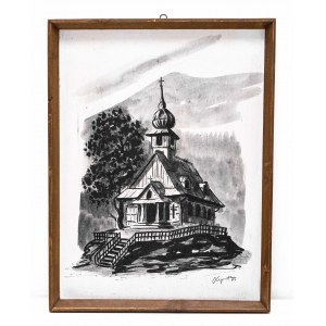 Obraz Adama Lipowczana - dřevěný kostel Jaworzynka Trzycatek 1983
