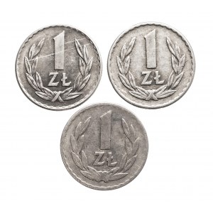 Polska, PRL, zestaw 1 złoty 1965, 1966, 1967 rok.