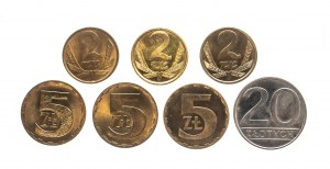 Poland, People's Republic of Poland, set of brass and copper nickel coins 2, 5, 10 zloty - 7 pieces