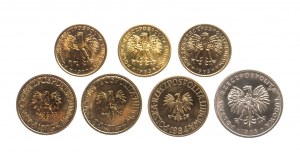 Poland, People's Republic of Poland, set of brass and copper nickel coins 2, 5, 10 zloty - 7 pieces