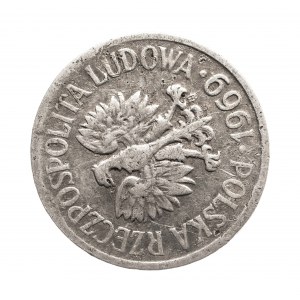 Polska, PRL, 20 groszy 1969 - destrukt, skrętka.