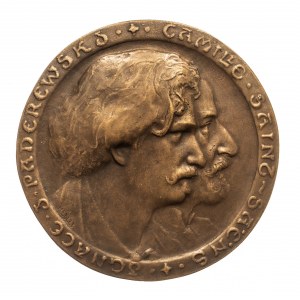 Polska, II RP, plakieta Ignacy Jan Paderewski i Camille Saint-Saens