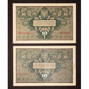 Polska, II Rzeczpospolita zestaw 2 banknotów 10 MAREK POLSKICH, 23 sierpnia 1919.