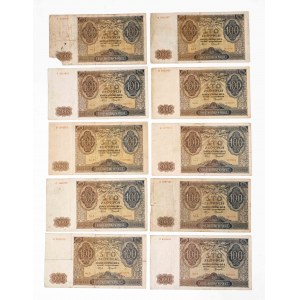 Polsko, Generální gouvernement, sada 10 bankovek po 100 zlotých 1.08.1941, série A, D.