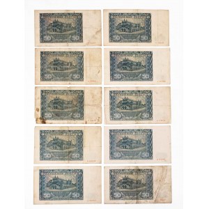 Poľsko, Generálna správa, sada 10 bankoviek po 50 zlotých z 1.8.1941, séria A, B, C, D, E.