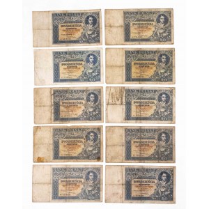 Polska, II Rzeczpospolita, zestaw 10 banknotów 20 ZŁOTYCH, 20.06.1931.