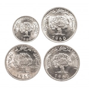 Tunisia, set of 1 and 5 millimes coins, 1960