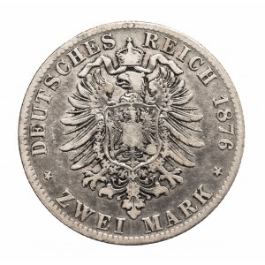 Niemcy, Cesarstwo Niemieckie, Bawaria - Ludwik II, 2 marki 1876 D, Monachium