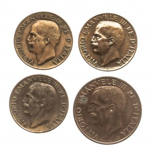 Italy, Victor Emmanuel III, circulating coin set 1931-1936 (4 pieces).