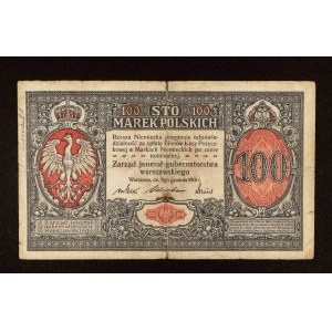 Gouvernement général de Varsovie, 100 marks polonais 9.12.1916, général, série A.