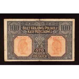 Gouvernement général de Varsovie, 100 marks polonais 9.12.1916, général, série A.