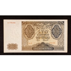 Poľsko, Generálna vláda, 100 zlotých 1.08.1941, séria D.
