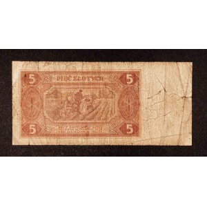 Poland, PRL, 5 ZŁOTYCH 1.07.1948, AR series.